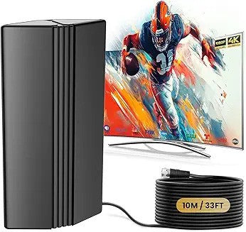 2025 Upgraded TV Antenna for Smart TV Indoor, 2200+ Miles Range Digital HDTV Antenna for Local Channels with Signal Booster Amplifier, Supports 4K 8K 1080p All TVs - 38FT Coax Cable